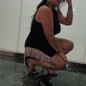 Black Skirt with Silver Fringe